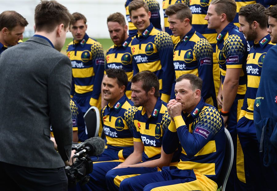 Graham Wagg warms his hands during a Glamorgan team shoot
