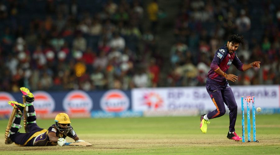 Ankit Sharma looks on as R Sathish makes his ground