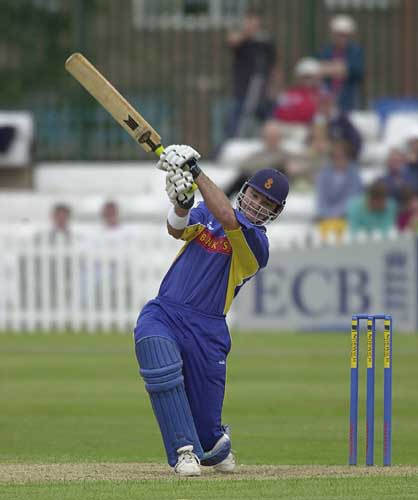 Derby opener Steve Stubbings with a forceful stroke