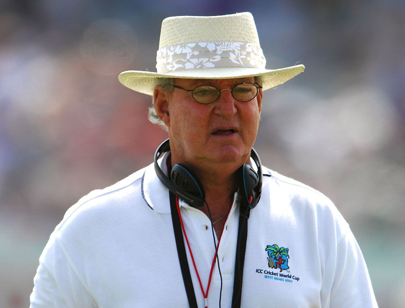 Commentator Tony Cozier at Old Trafford