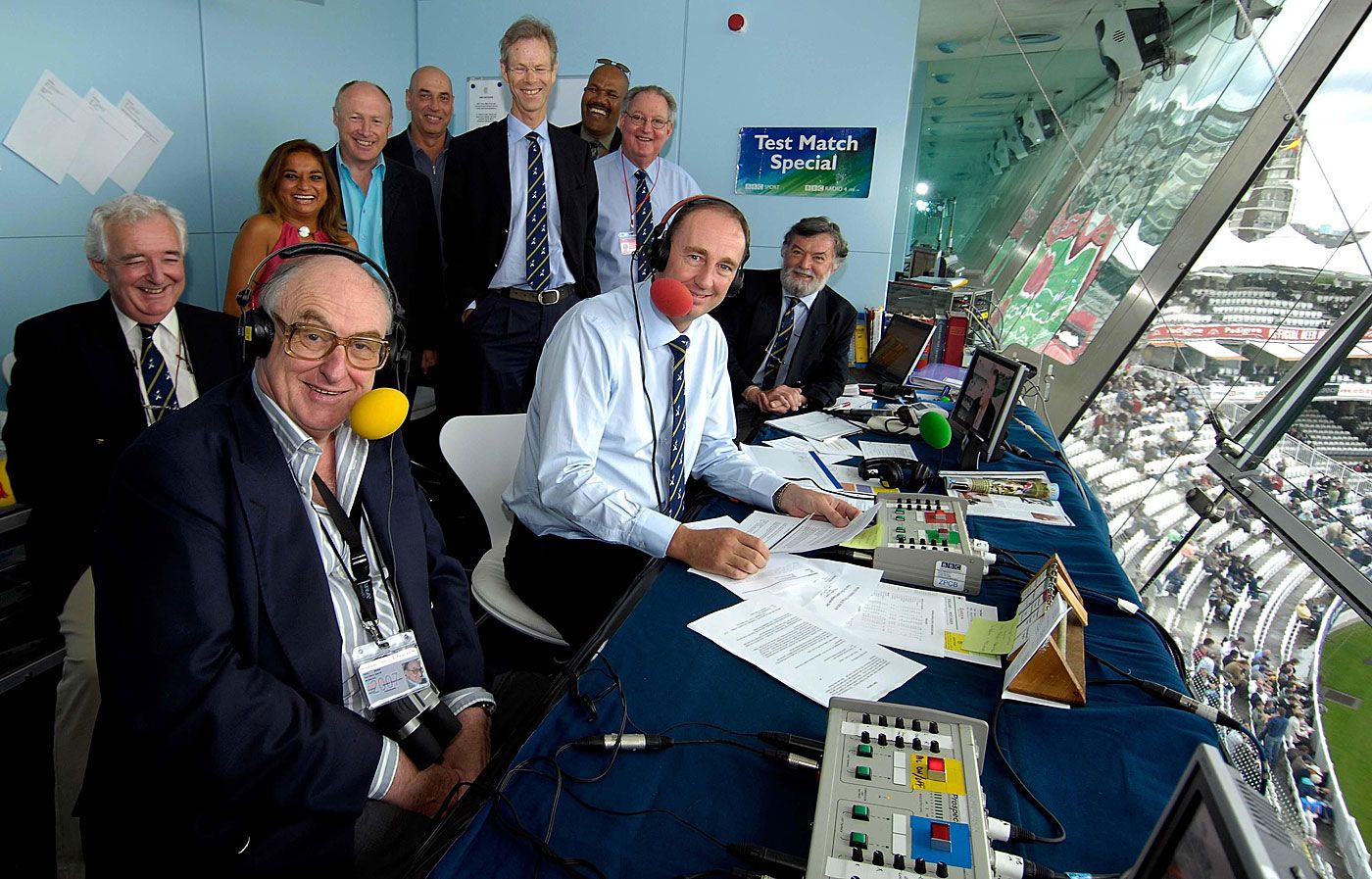 The Test Match Special team celebrates its 50th anniversary