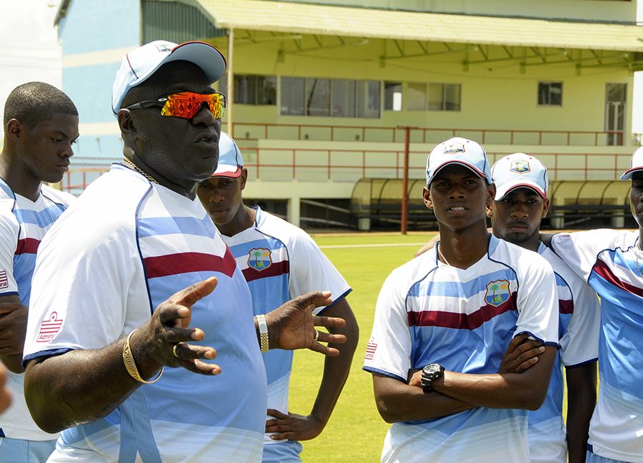 Roddy Estwick talks to the West Indies Under-19s team