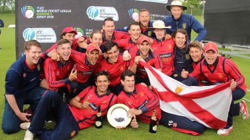 Jersey bowlers tie down Oman to take Division Five title