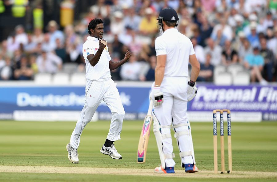 Shaminda Eranga had Nick Compton caught behind for 19