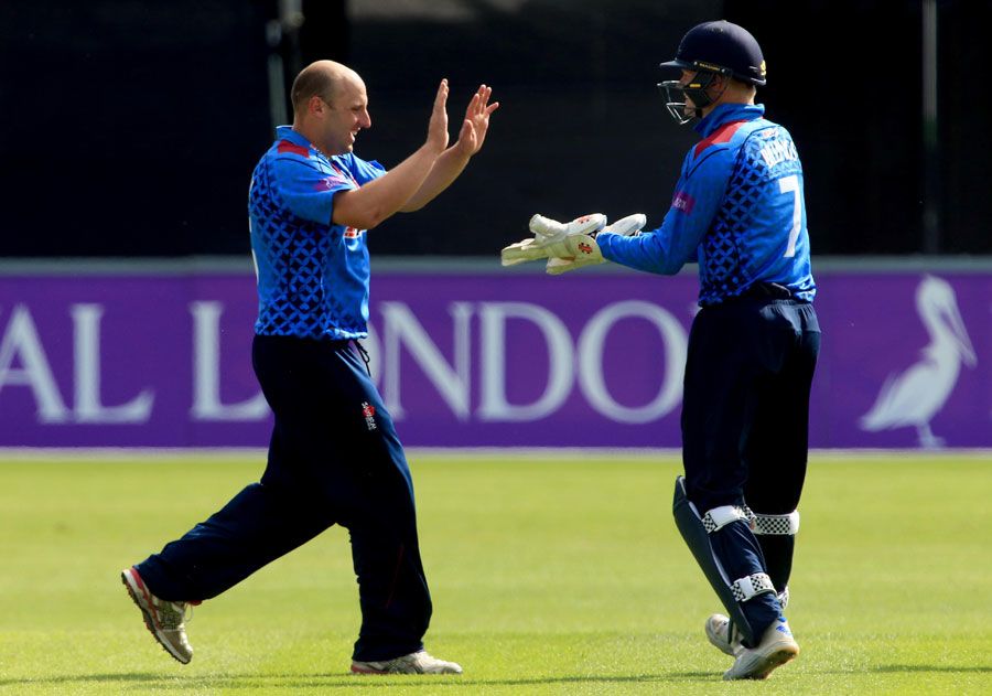 James Tredwell celebrates a wicket