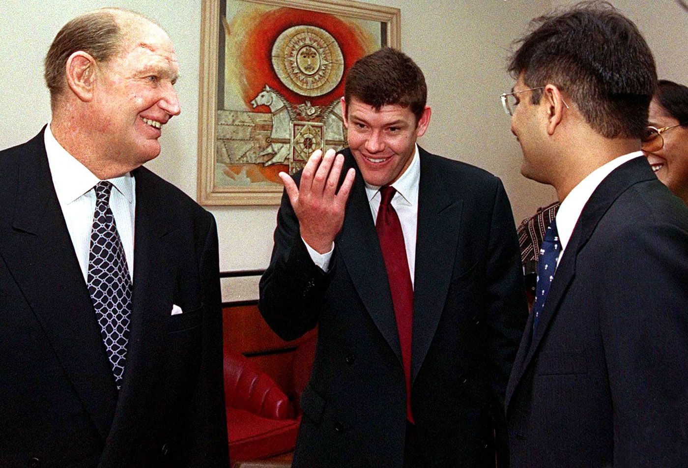 Kerry Packer and James Packer in Mumbai