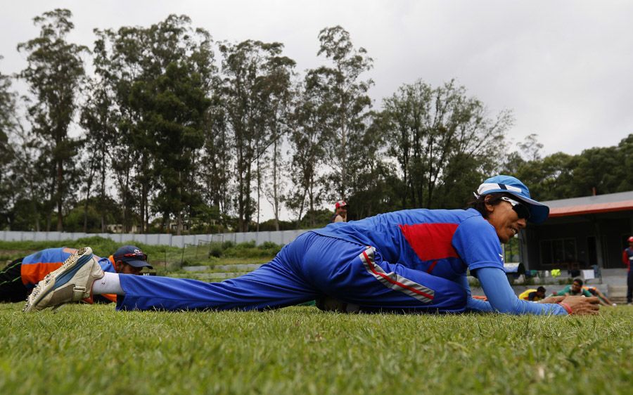 Shakti Gauchan limbers up at a Nepal training camp