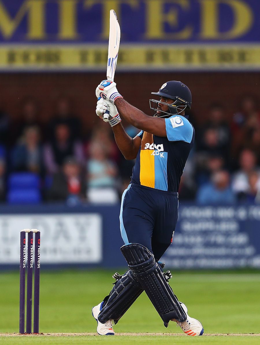 Chesney Hughes bats for Derbyshire