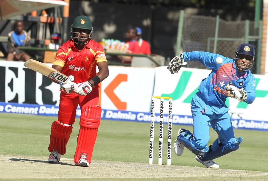 Elton Chigumbura works the ball into the leg side