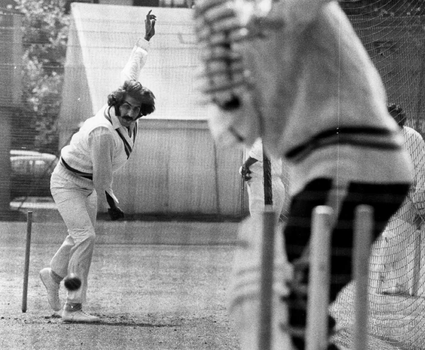 Asif Masood bowls in the nets