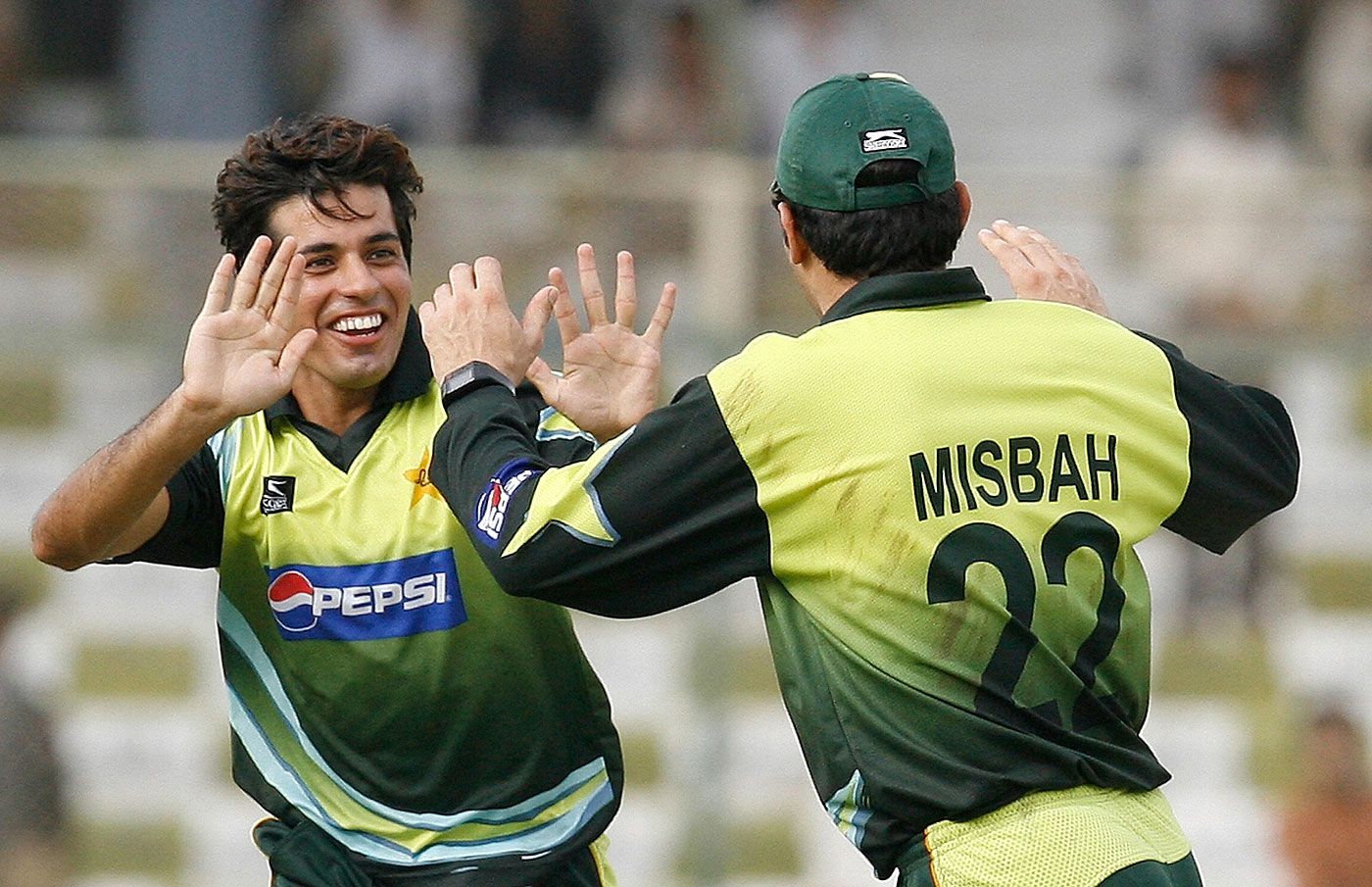 Mansoor Amjad celebrates his only wicket