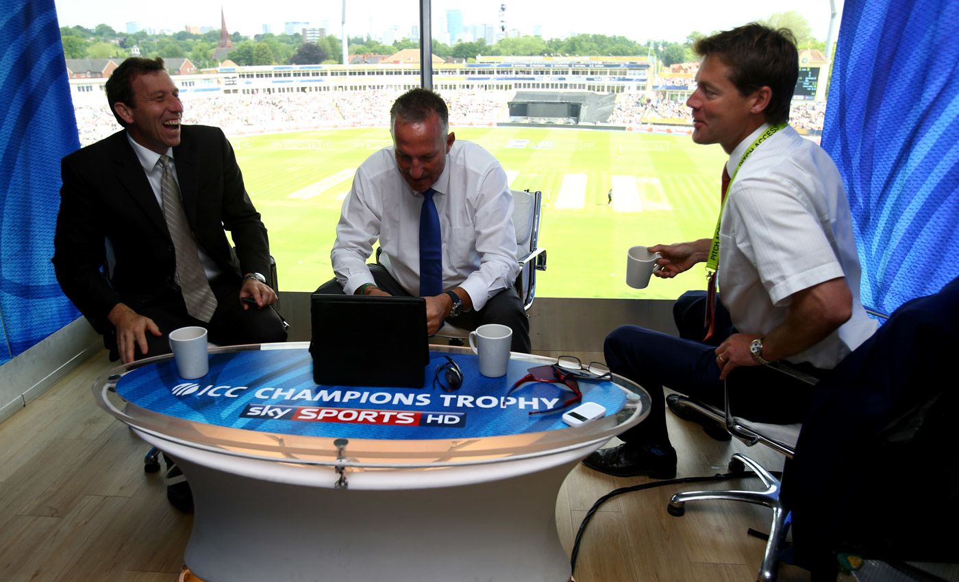 Mike Atherton, Ian Botham and Nick Knight have a laugh in the Sky Sports studio 