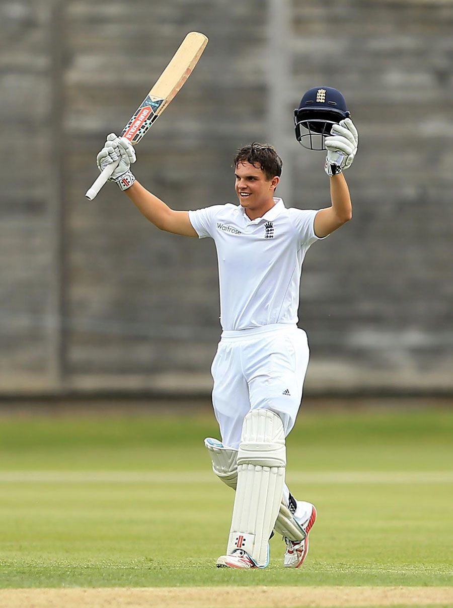 Oli Westbury celebrates his hundred
