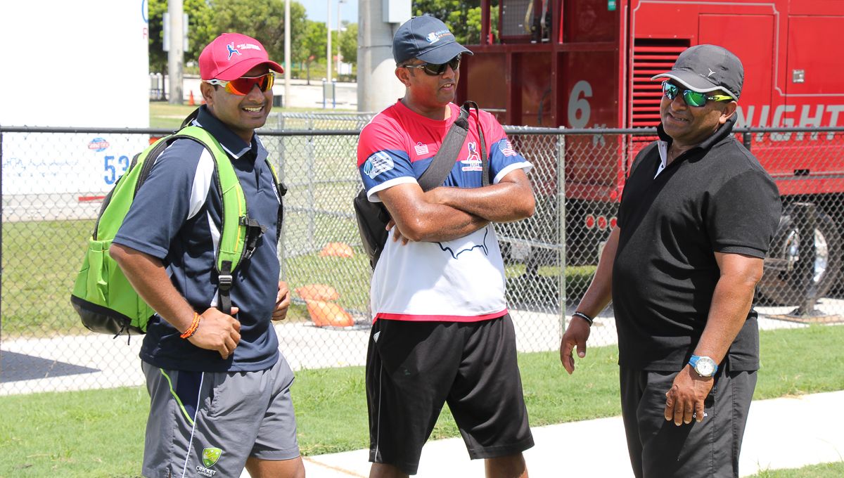 Anand Tummala (left) and Pubudu Dassanayake (right) help out as guest coaches in Florida