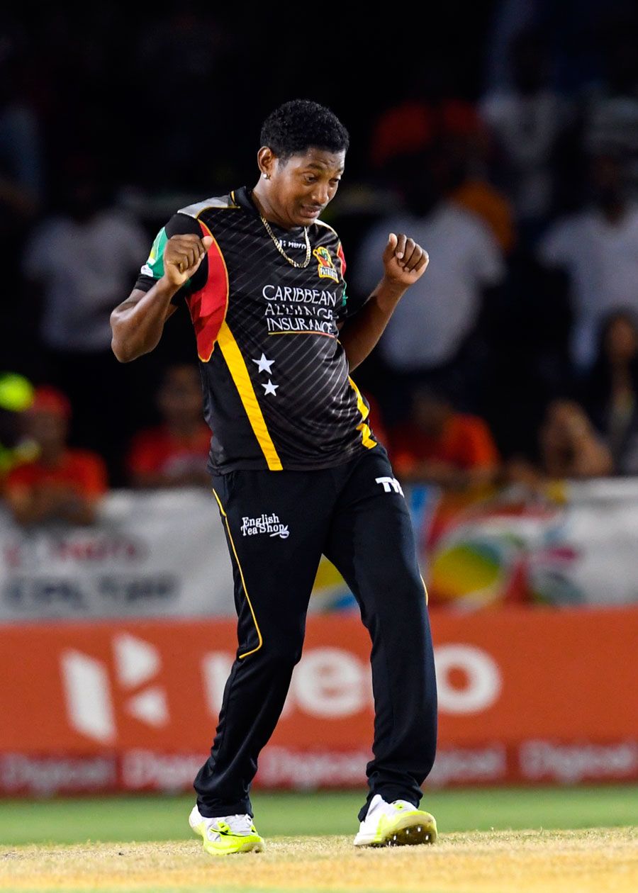 Krishmar Santokie gets his groove on after bagging a wicket