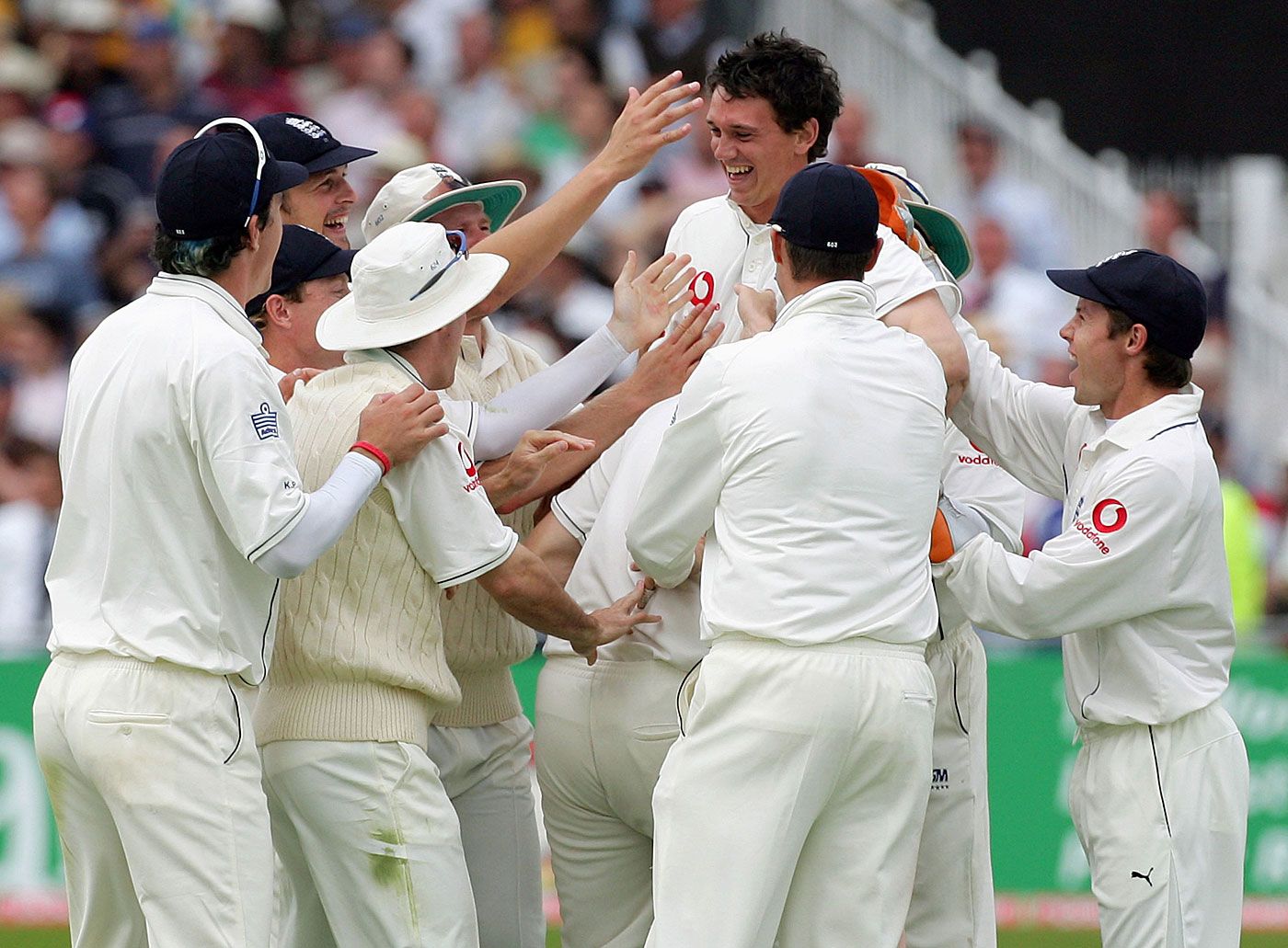 Substitute Gary Pratt is the centre of attention after running out Ricky Ponting