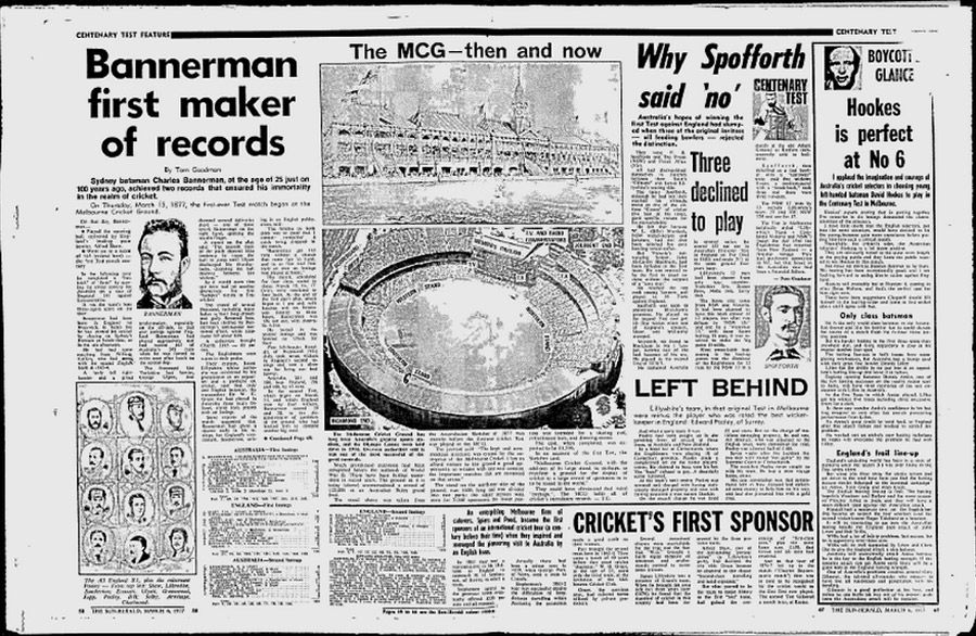 Charles Bannerman features in an article marking the Centenary Test in 1977