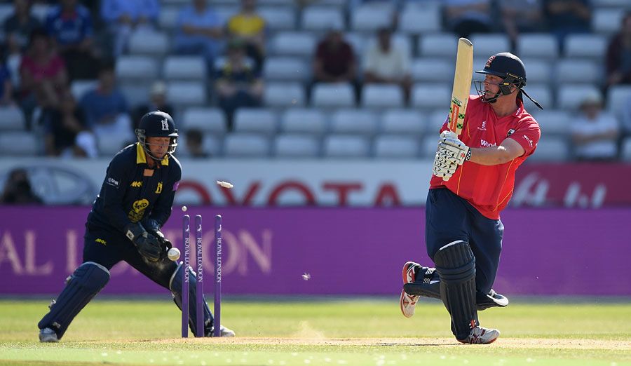 Jesse Ryder was bowled when he came down the pitch at Josh Poysden