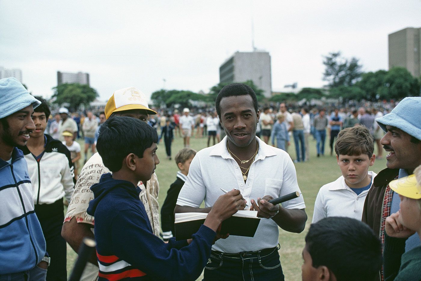 Emmerson Trotman signs autographs for fans in South Africa