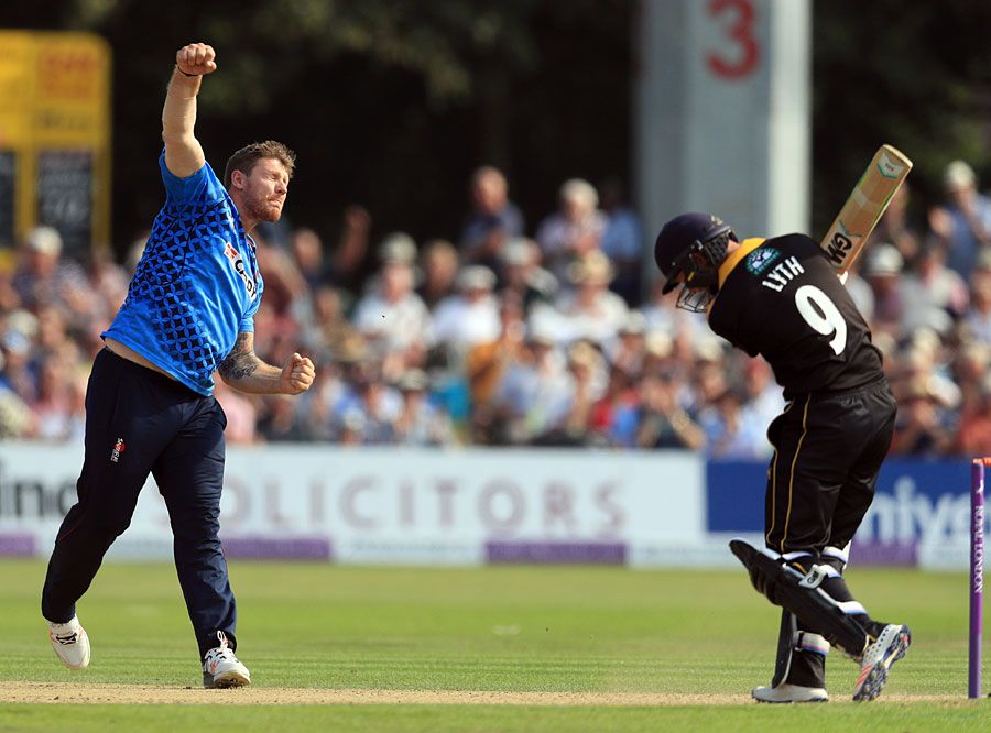 Matt Coles celebrates removing Adam Lyth short of his hundred