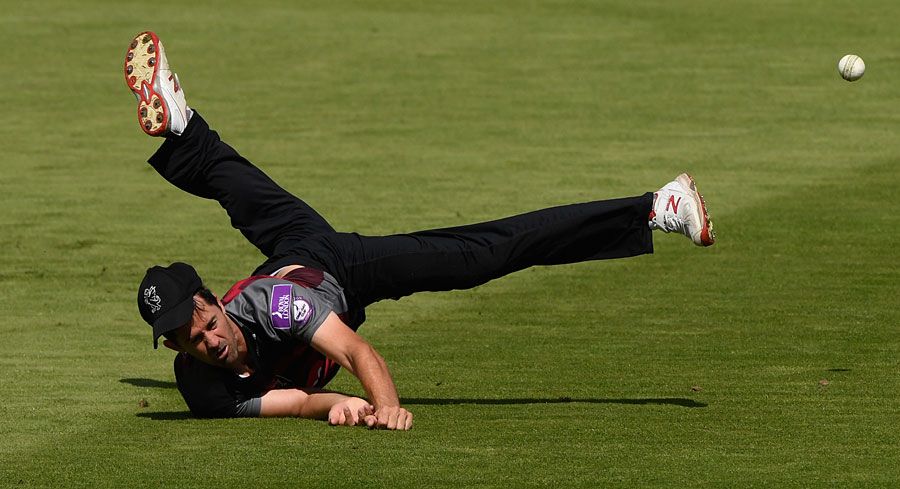 Tim Groenewald couldn't quite reach a catch in the outfield