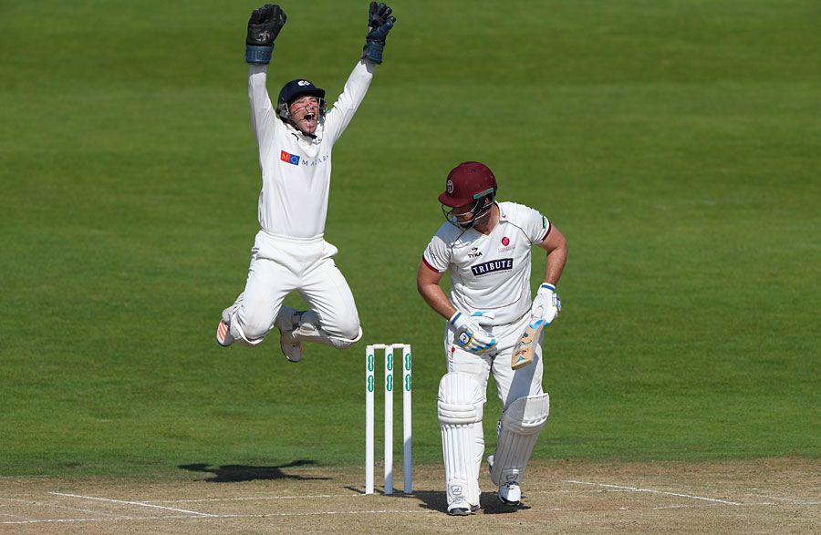 Andy Hodd's excited appeal proved successful as Jim Allenby was given lbw