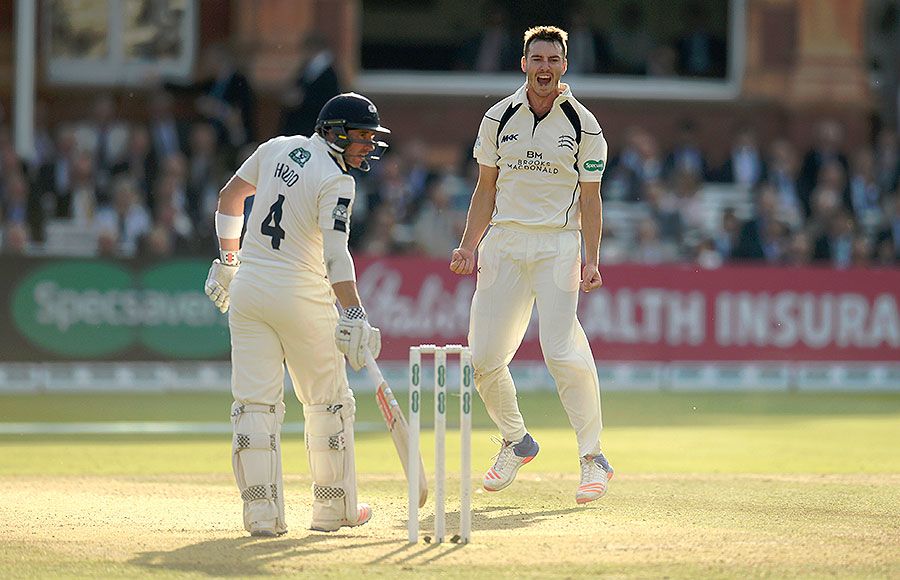 Andy Hodd falls lbw to Toby Roland-Jones for 64