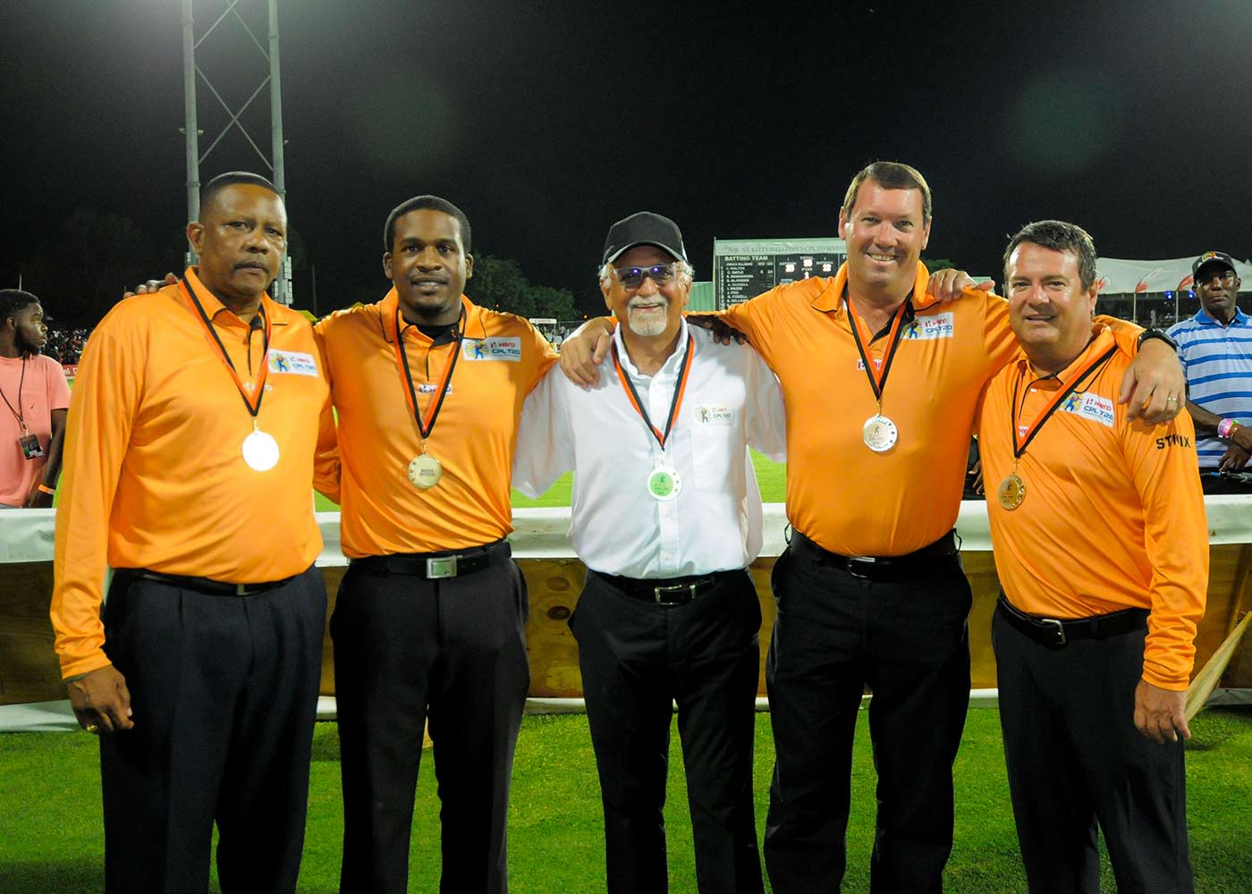 Umpires in the CPL line up for a photograph