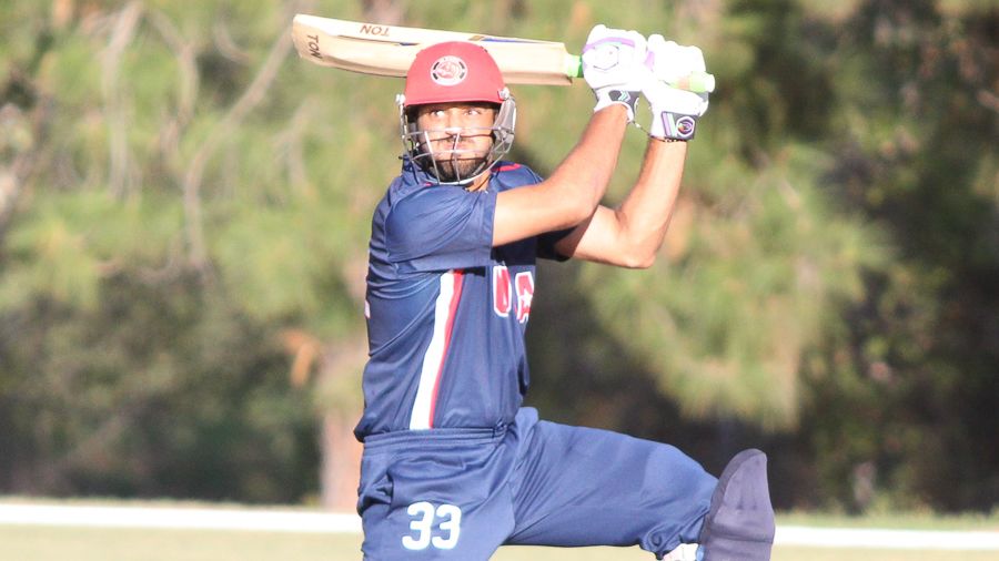 Hammad Shahid cuts hard for a boundary through point