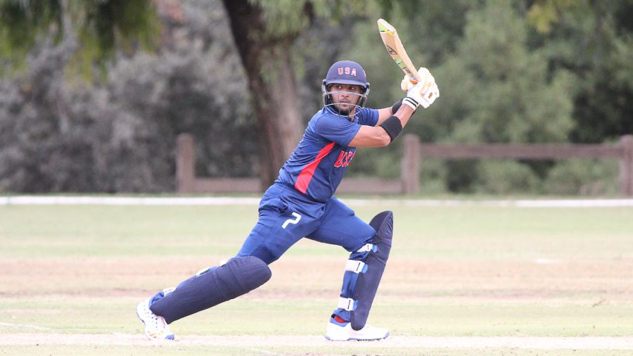 Fahad Babar cuts behind point on his way to an unbeaten 70