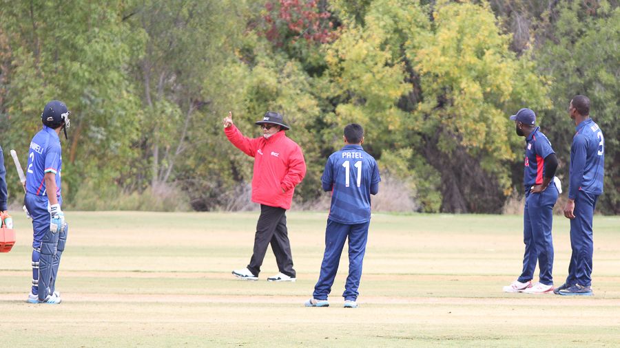Supun Tharanga is given out by umpire Iftikhar Ali after leaving his crease prematurely to celebrate Manpreet Singh's fifty