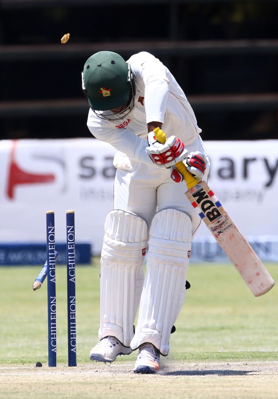 Brian Chari loses his off stump