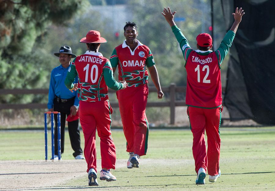 Khawar Ali celebrates one of his five wickets