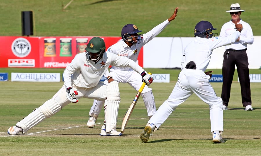 Tino Mawoyo was trapped lbw by Rangana Herath
