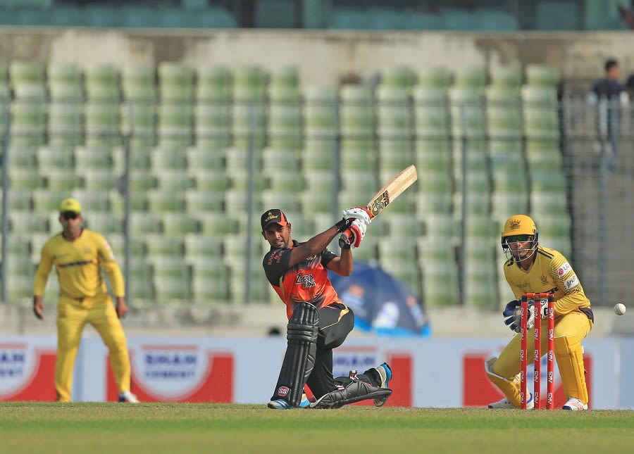 Abdul Mazid tries to slog one