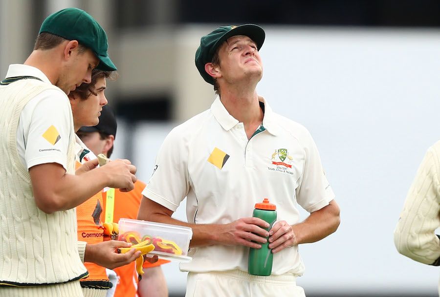 Joe Mennie's first Test wicket did not come quickly