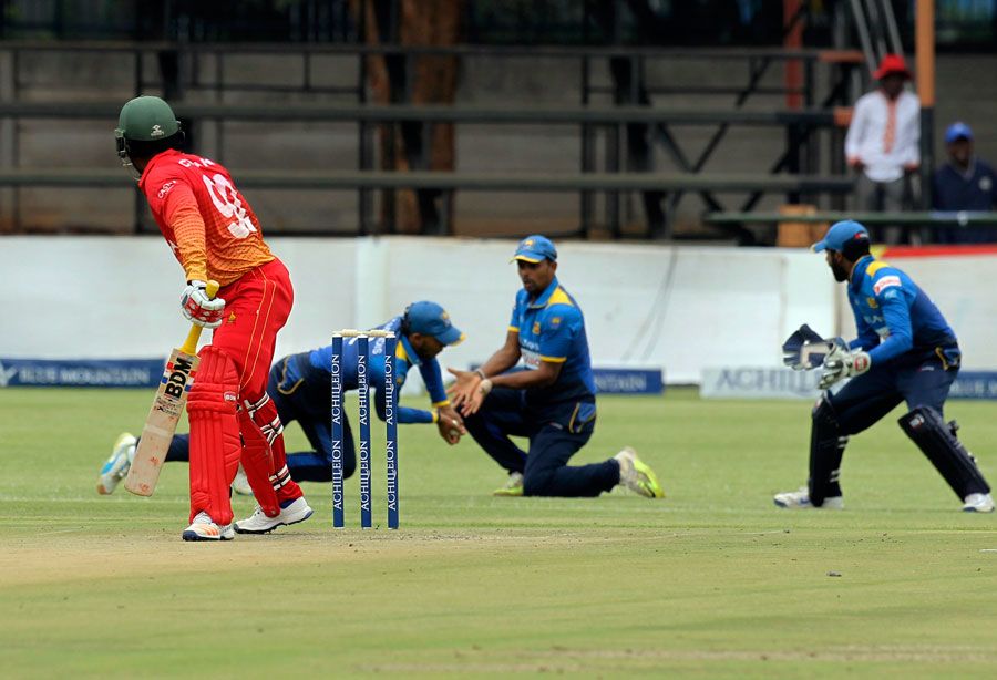 Brian Chari is caught by Kusal Mendis at second slip