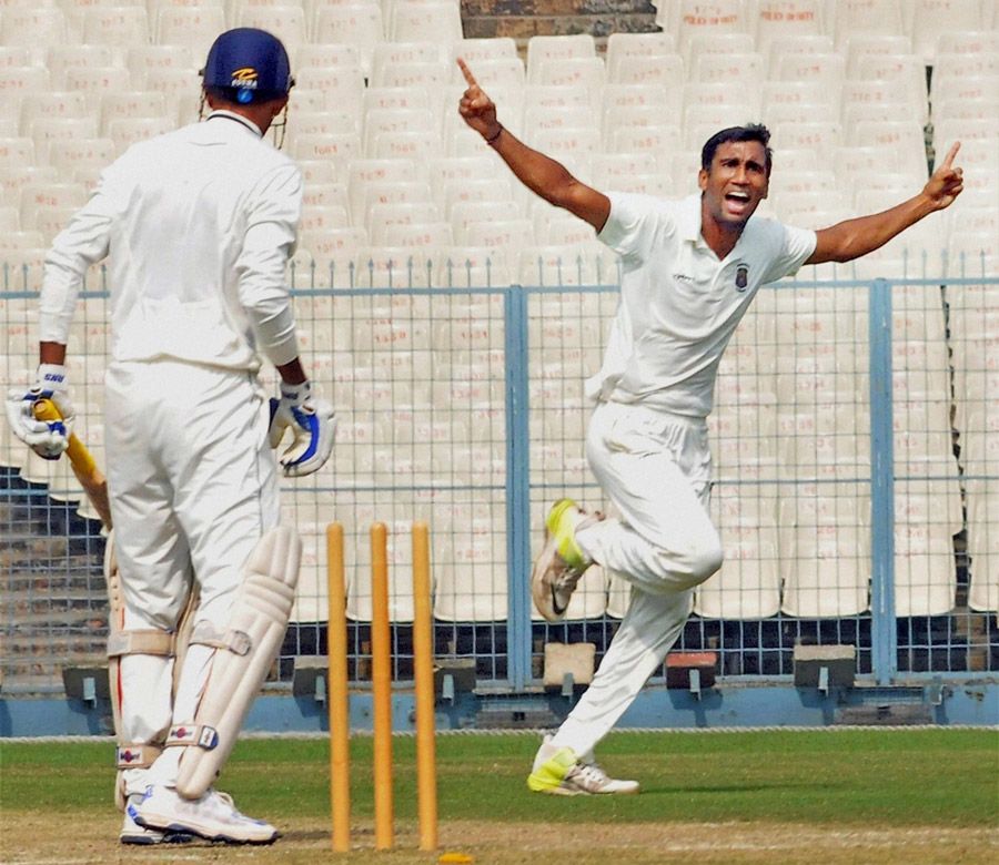 Anupam Sanklecha celebrates a wicket