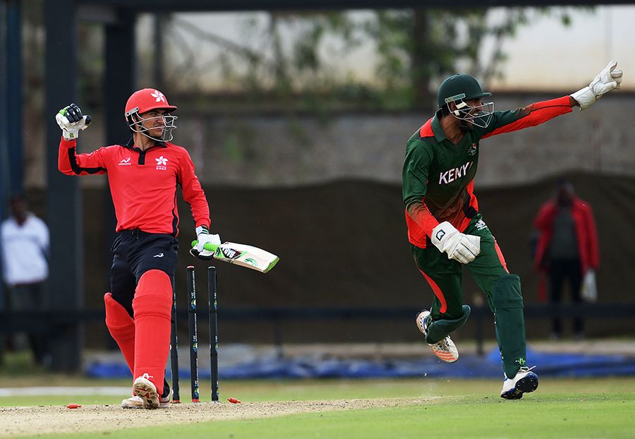 Shahid Wasif was stumped for 44 by Kenya wicketkeeper Irfan Karim