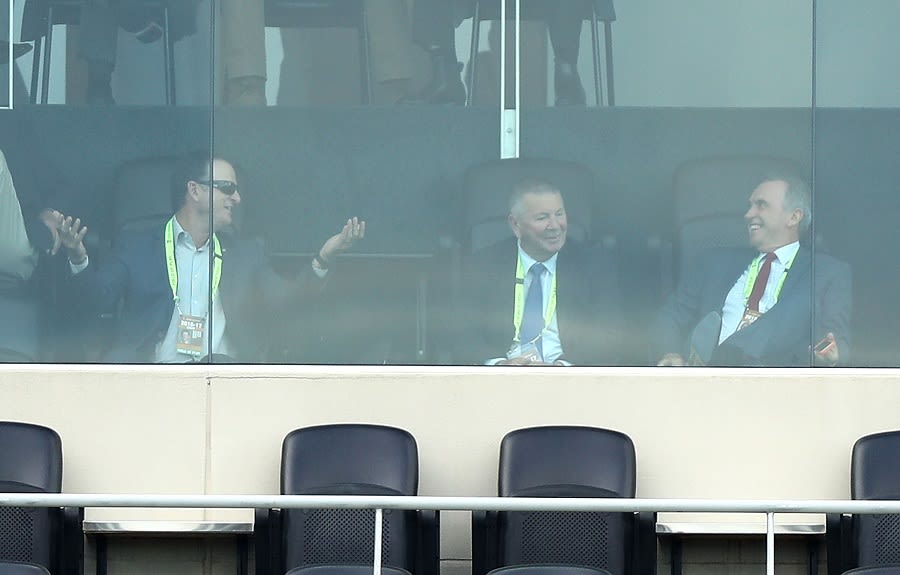 Australia's selectors - Mark Waugh, Rod Marsh and Trevor Hohns - during the Hobart Test