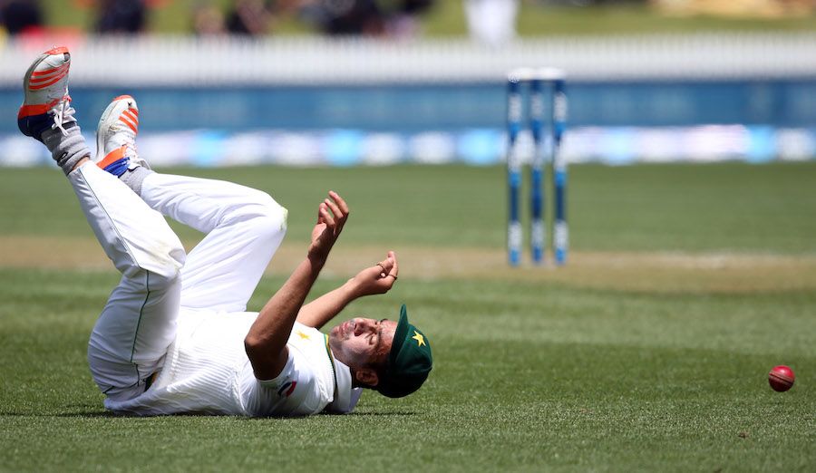 Imran Khan tumbles in the field