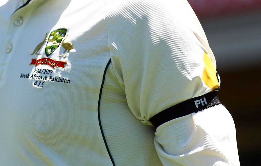 Players sported black armbands to mark the second anniversary of Phillip Hughes' death
