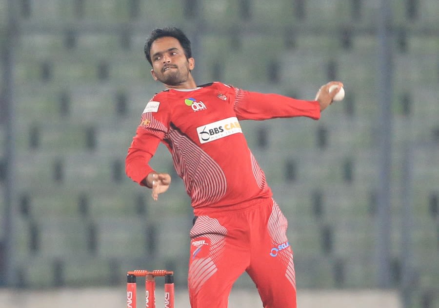 Saqlain Sajib returned figures of 1 for 23 in his four over spell