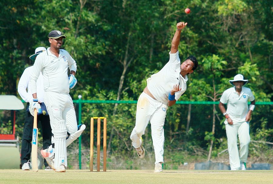 Sunny Gupta puts in some effort to bowl against Odisha