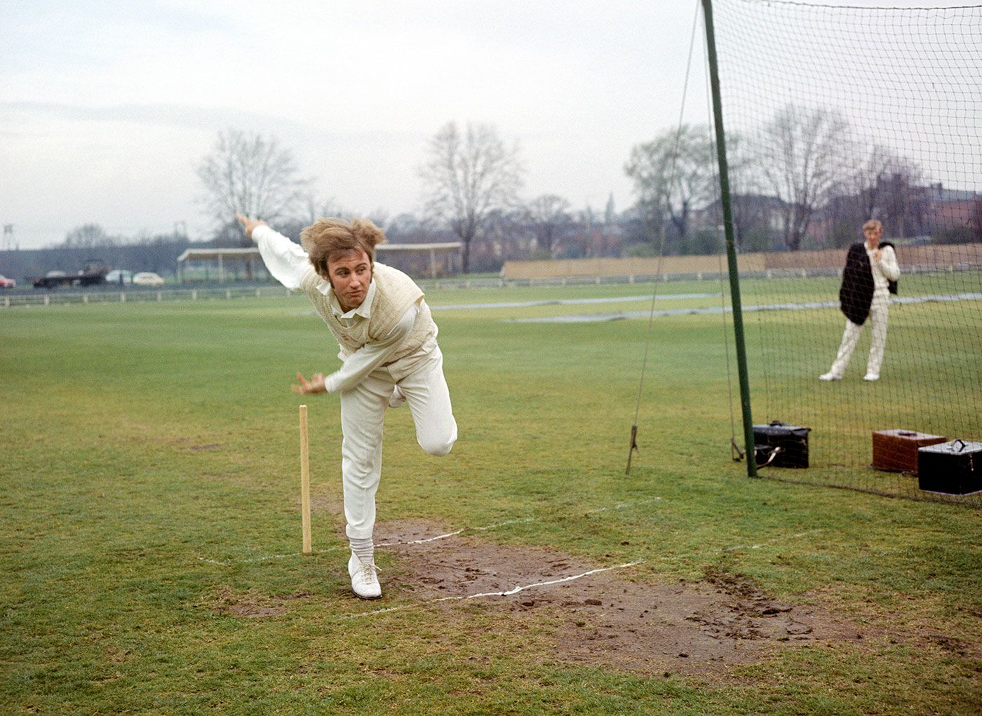 John Lever bowls in the nets