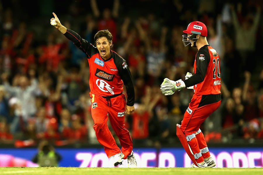 Brad Hogg picked up two wickets in an over