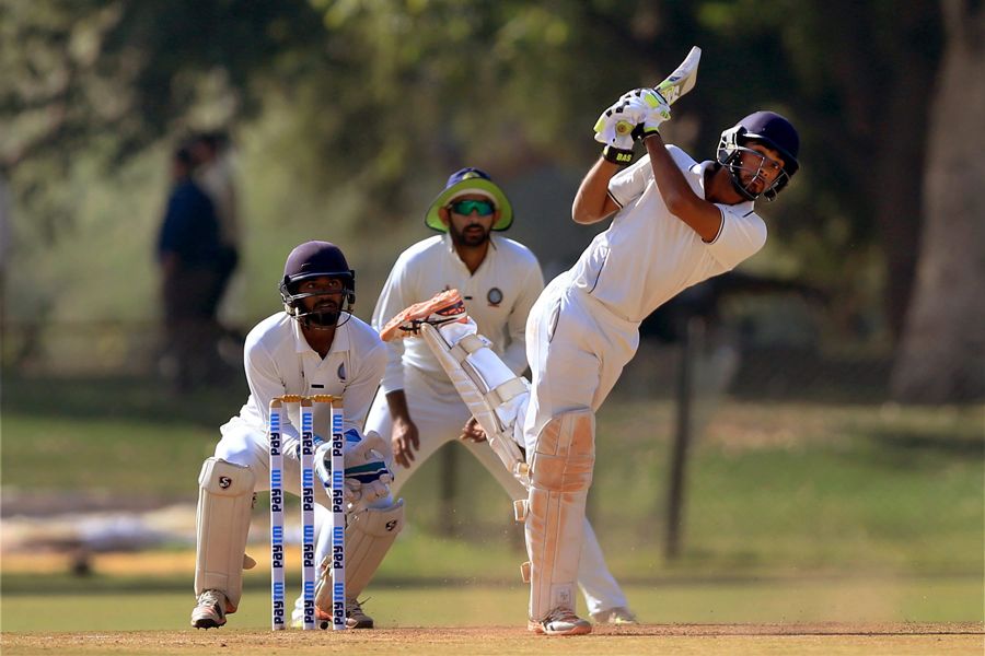 Chaitanya Bishnoi hits one over mid-on