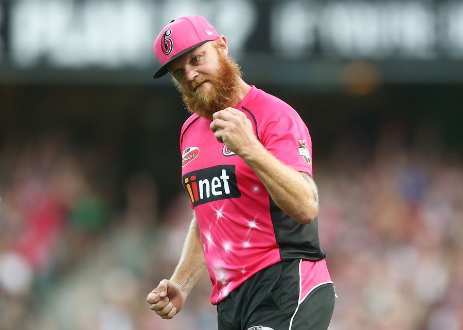 Doug Bollinger celebrates after taking a catch