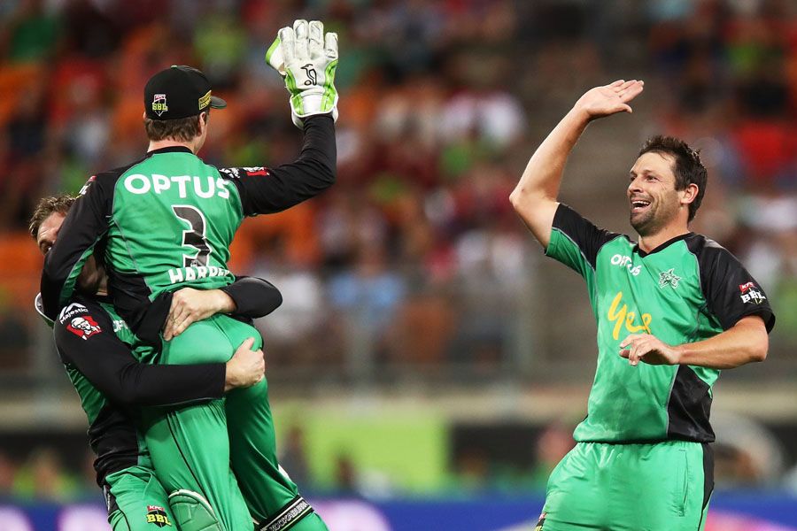 Ben Hilfenhaus celebrates a wicket