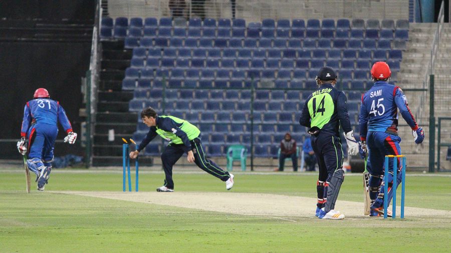 Jacob Mulder completes the runout of Najeeb Tarakai